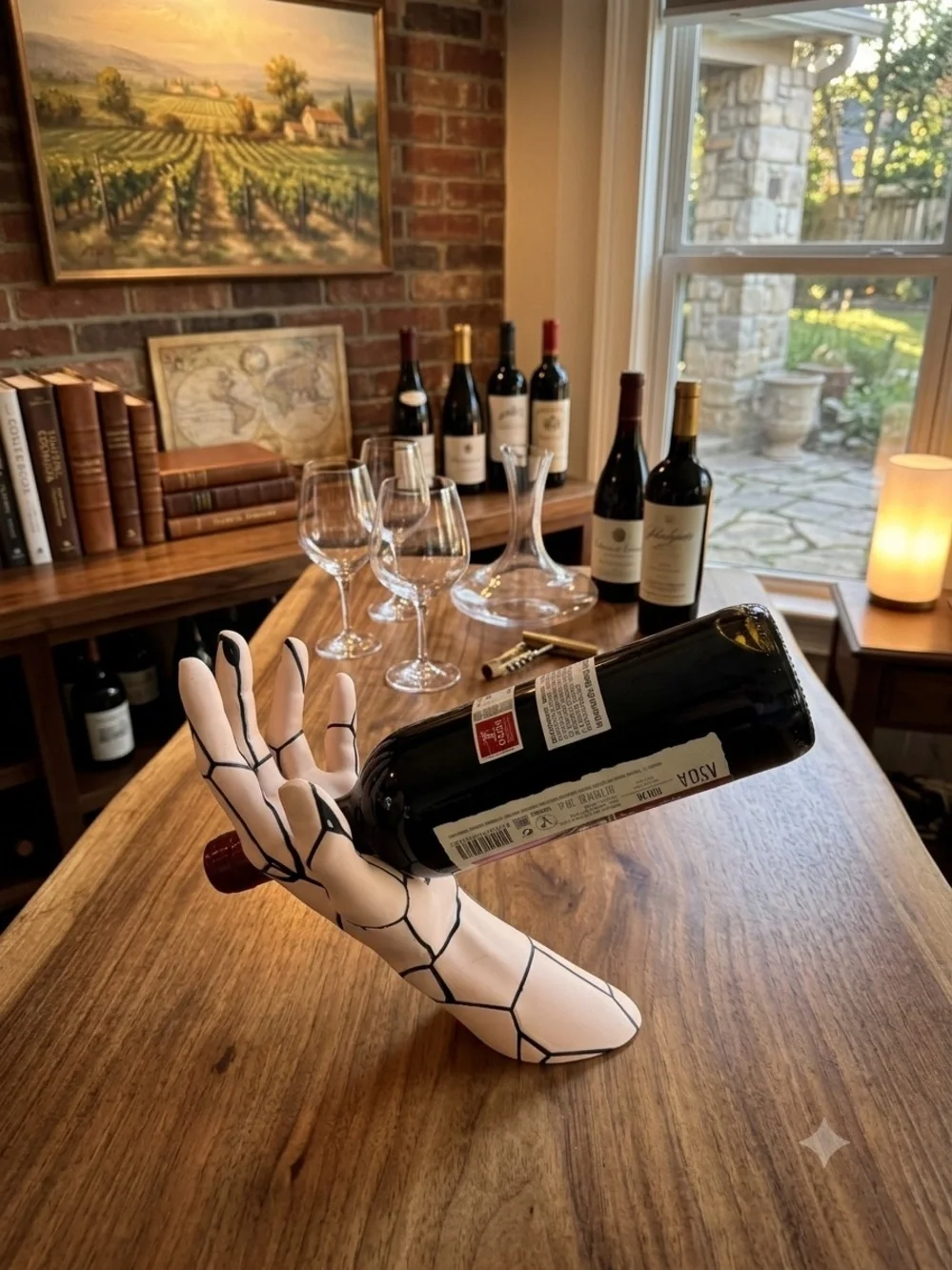 3d printed Modern Geometric Hand Wine Bottle Holder - White